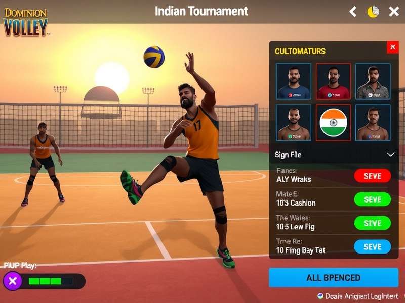 Dominion Volley Legends gameplay screenshot showing volleyball action